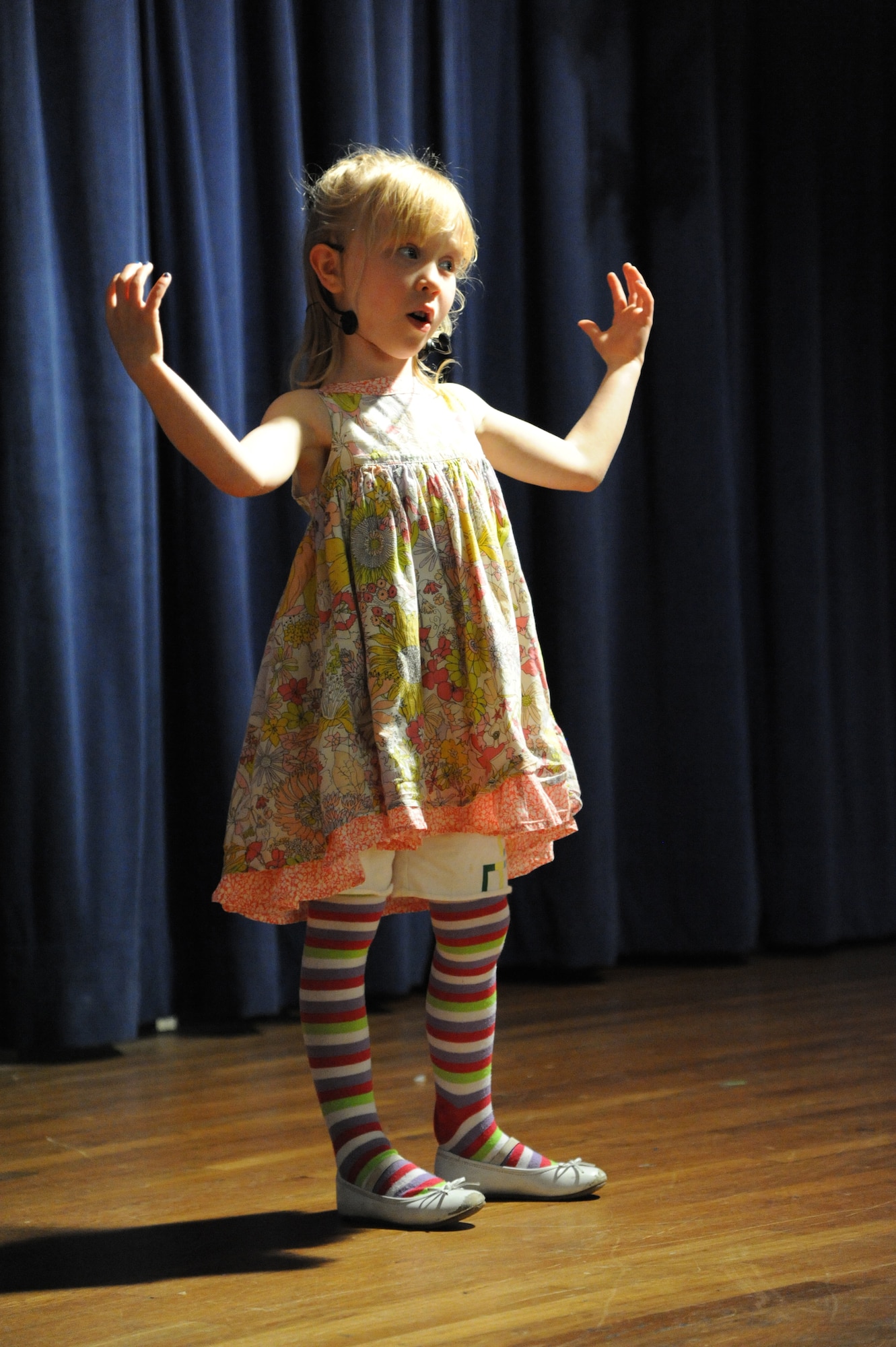 Claire Jones, singing “I Will Survive” by Gloria Gaynor, placed first in the Children category at the You Got Talent Family Teen Talent Contest at the base Airman and Family Readiness Center Feb. 17. (U.S. Air Force photo/Rich McFadden) (released)