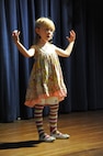 Claire Jones, singing “I Will Survive” by Gloria Gaynor, placed first in the Children category at the You Got Talent Family Teen Talent Contest at the base Airman and Family Readiness Center Feb. 17. (U.S. Air Force photo/Rich McFadden) (released)