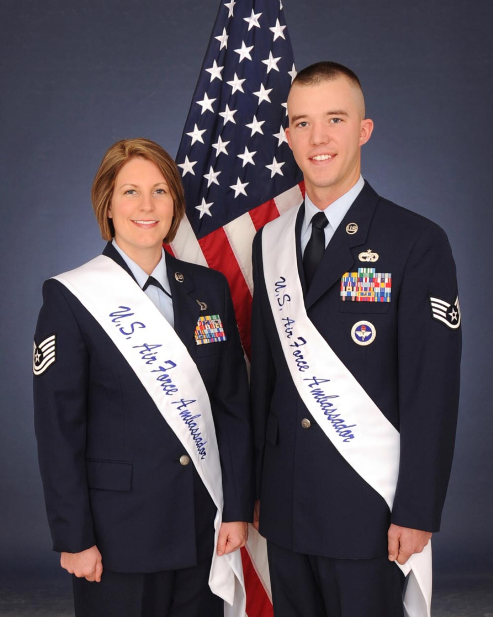 2012 Joint Base San Antonio U.S. Air Force Ambassadors Tech. Sgt. Amanda Caldwell, 677th Network Warfare Wing; and Staff Sgt. Joshua Hite, 322nd Training Squadron, 37th Training Wing. (U.S. Air Force photo)