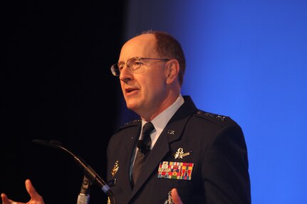 ORLANDO, Fla. - Gen. C. Robert Kehler, commander, U.S. Strategic Command, addresses the audience during the 2012 Air Force Association Air Warfare Symposium Feb. 23.