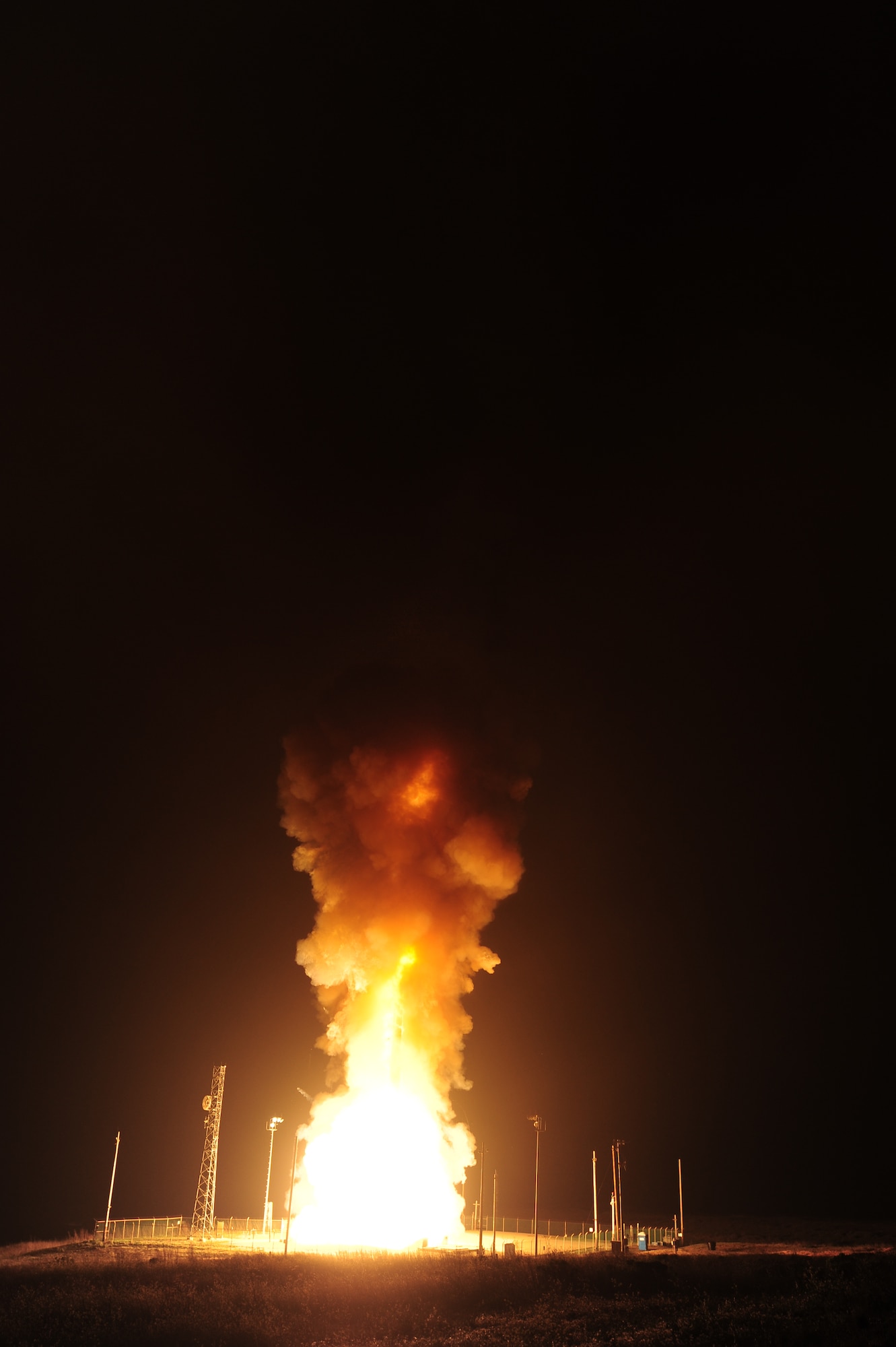 VANDENBERG AIR FORCE BASE, Calif. -- An unarmed Minuteman III intercontinental ballistic missile launches during an operational test from a launch facility on north Vandenberg Friday, Feb. 25, 2012. Col. Nina Armagno, 30th Space Wing commander, was the launch decision authority. (U.S. Air Force photo/Joe Davila)
