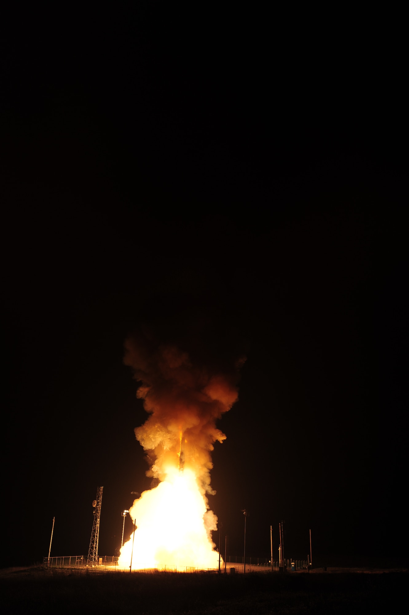 VANDENBERG AIR FORCE BASE, Calif. -- An unarmed Minuteman III intercontinental ballistic missile launches during an operational test from a launch facility on north Vandenberg Friday, Feb. 25, 2012. Col. Nina Armagno, 30th Space Wing commander, was the launch decision authority. (U.S. Air Force photo/Joe Davila)