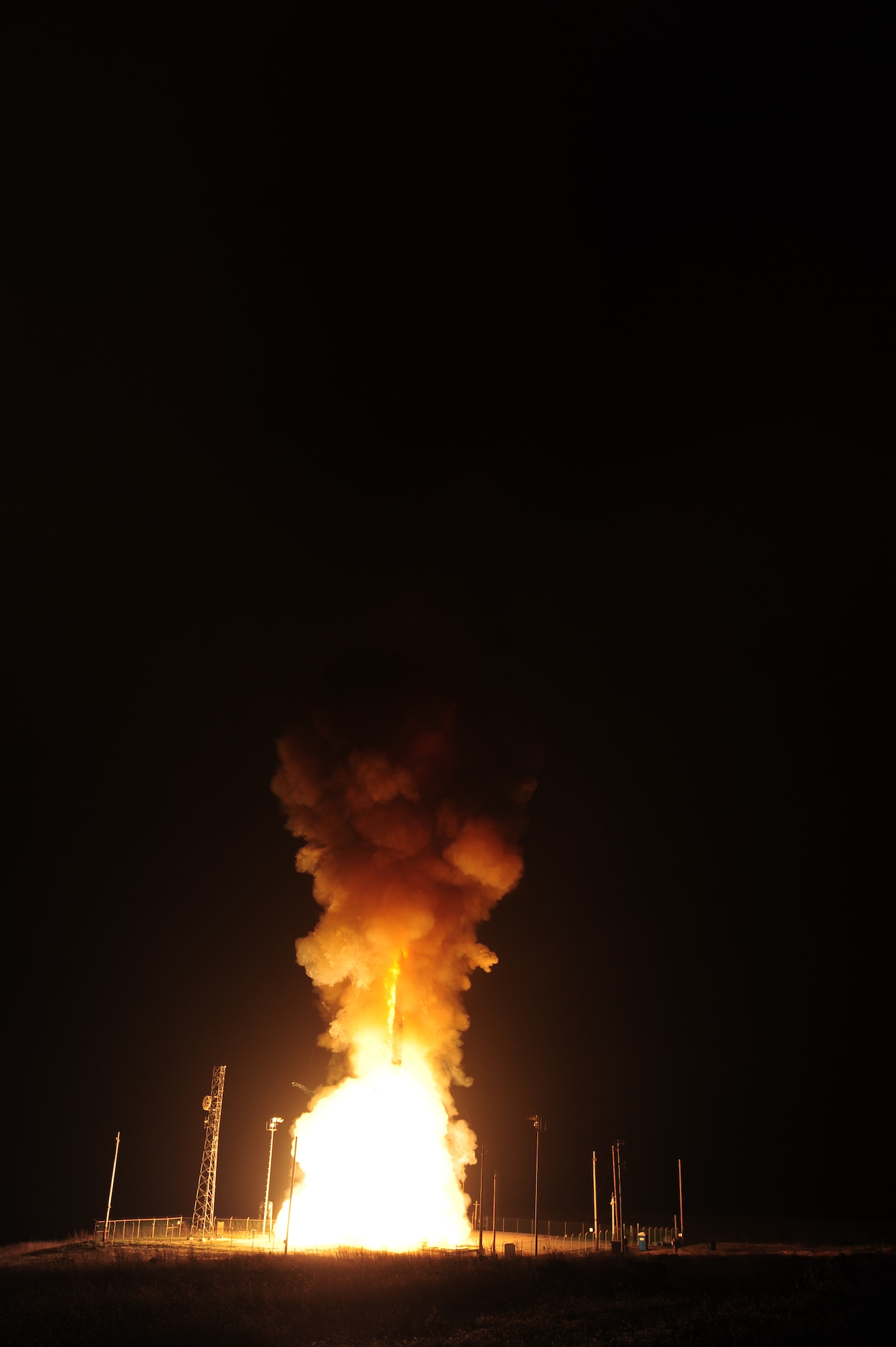 VANDENBERG AIR FORCE BASE, Calif. -- An unarmed Minuteman III intercontinental ballistic missile launches during an operational test from a launch facility on north Vandenberg Friday, Feb. 25, 2012. Col. Nina Armagno, 30th Space Wing commander, was the launch decision authority. (U.S. Air Force photo/Joe Davila)