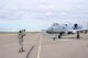 A crew chief with the 188th Fighter Wing marshals an A-10C Thunderbolt II “Warthog” at Davis-Monthan Air Force Base, Ariz., Feb. 17. The 188th deployed approximately 300 Airmen to Davis-Monthan AFB to participate in Operation Snowbird in preparation for the Flying Razorbacks’ deployment to Afghanistan this summer. (National Guard photo by Senior Master Sgt. Dennis Brambl/188th Fighter Wing Public Affairs)

