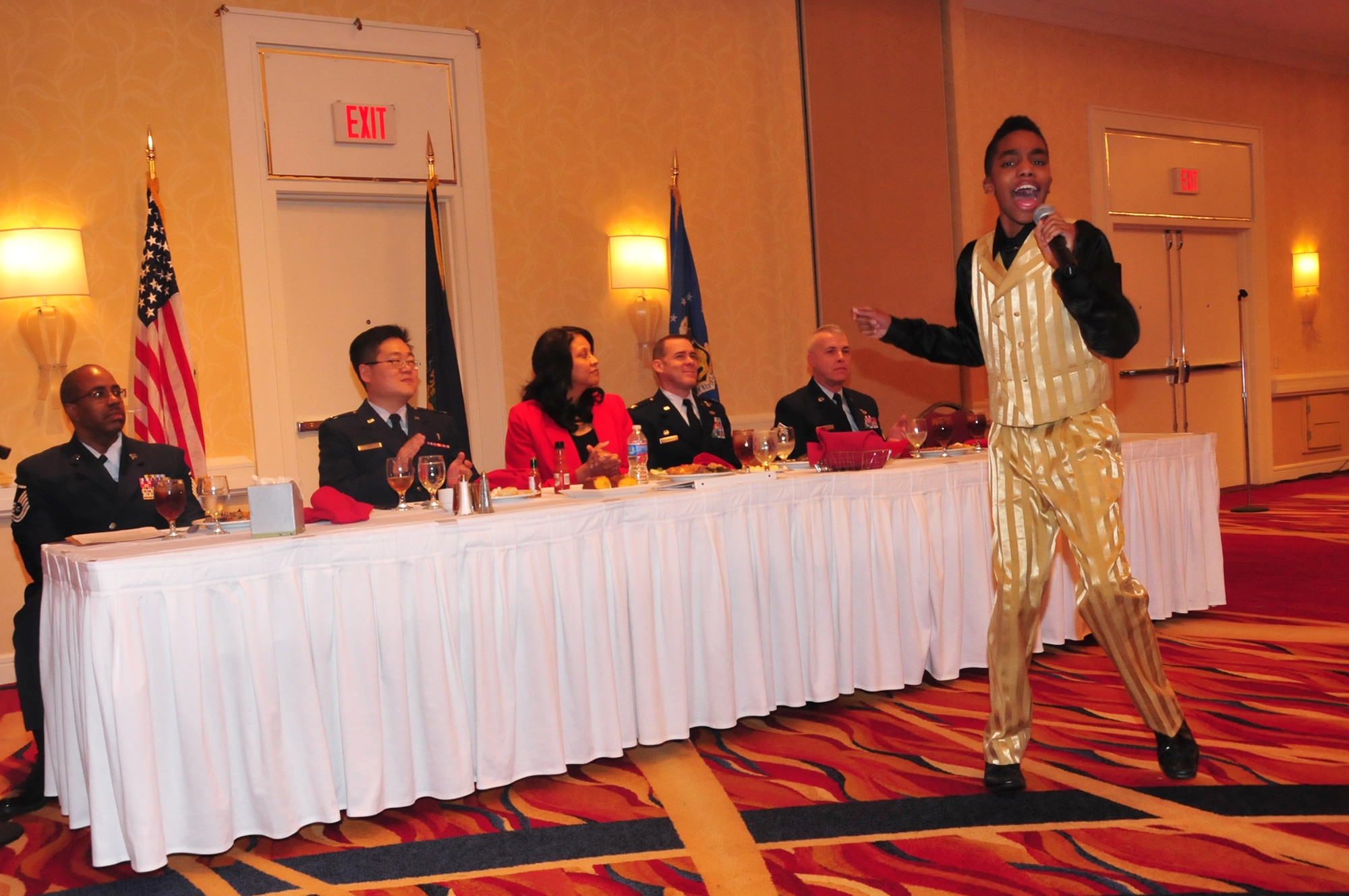 The 171st Air Refueling Wing hosts its 29th annual African-American Heritage Luncheon, February 24, at the Pittsburgh Airport Marriott, featuring the Principal Director of Space Launch Engineering and Acquisition, Space Systems Group at the Aerospace Corporation, Ms. Karolyn Young as their guest speaker. The event allows the unit to showcase its accomplishments while celebrating African-American History Month.  Invited guests, including high school principals, counselors, students and 171st unit members join together to celebrate this year's theme, "Black Women in American History and Culture."  (National Guard photo by Master Sgt. Ann Young) (Released by Capt. Dicie Hritz)
