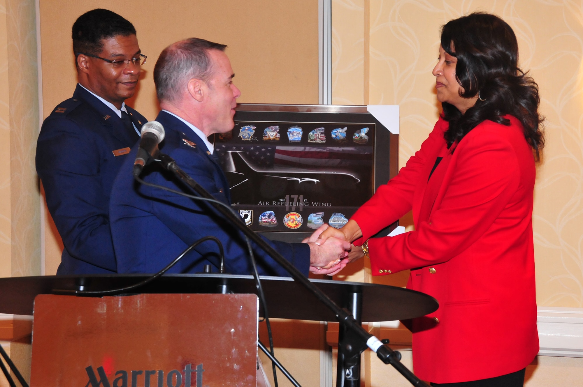 The 171st Air Refueling Wing hosts its 29th annual African-American Heritage Luncheon, February 24, at the Pittsburgh Airport Marriott, featuring the Principal Director of Space Launch Engineering and Acquisition, Space Systems Group at the Aerospace Corporation, Ms. Karolyn Young as their guest speaker. The event allows the unit to showcase its accomplishments while celebrating African-American History Month.  Invited guests, including high school principals, counselors, students and 171st unit members join together to celebrate this year's theme, "Black Women in American History and Culture."  (National Guard photo by Master Sgt. Ann Young) (Released by Capt. Dicie Hritz)
