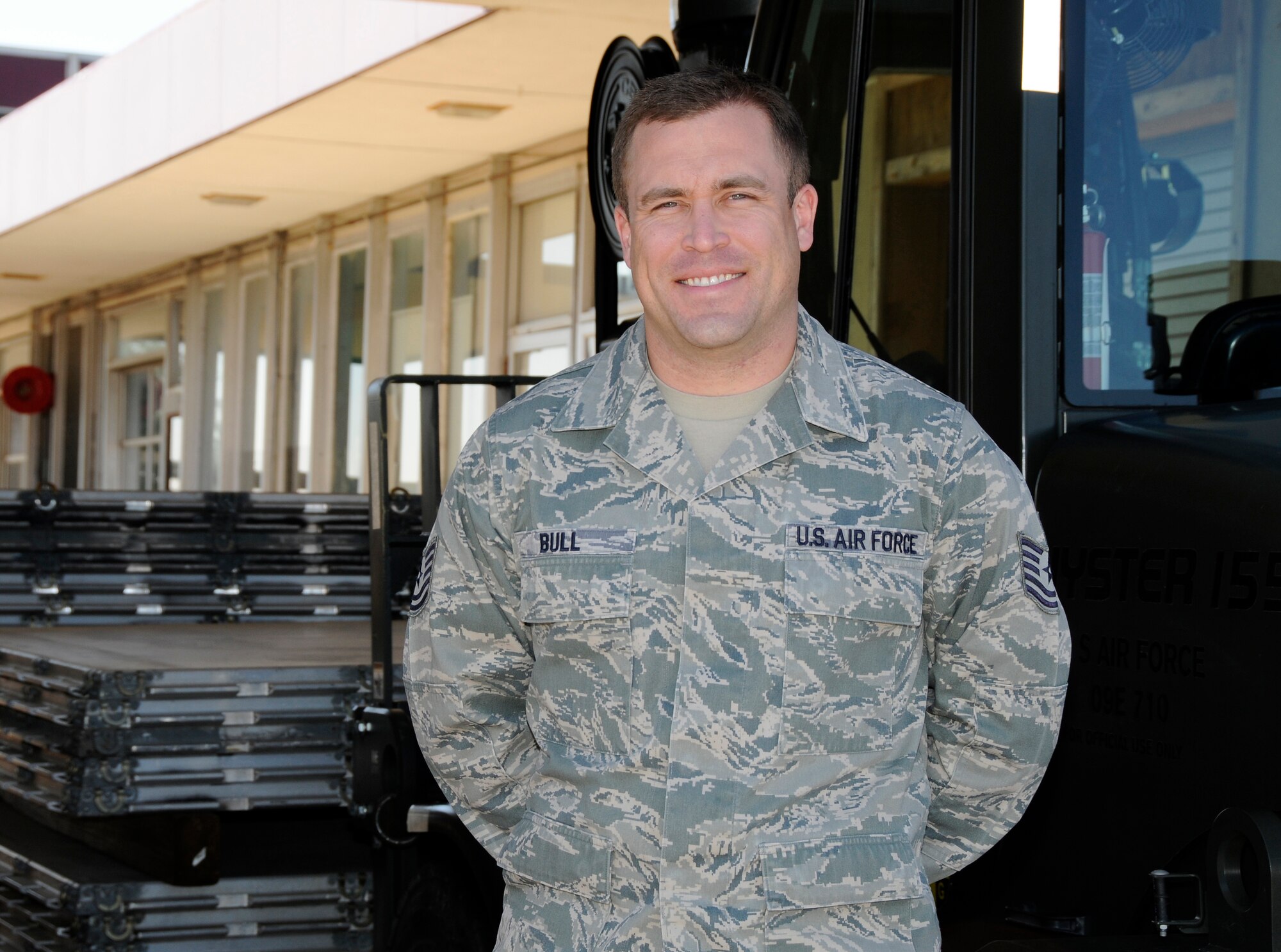 Technical Sgt. Josh Bull, a member of the 188th Logistics Readiness Squadron, was selected as the 188th Fighter Wing’s Flying Razorback spotlight for March 2012. (National Guard photo by Airman 1st Class Hannah Landeros/188th Fighter Wing Public Affairs)