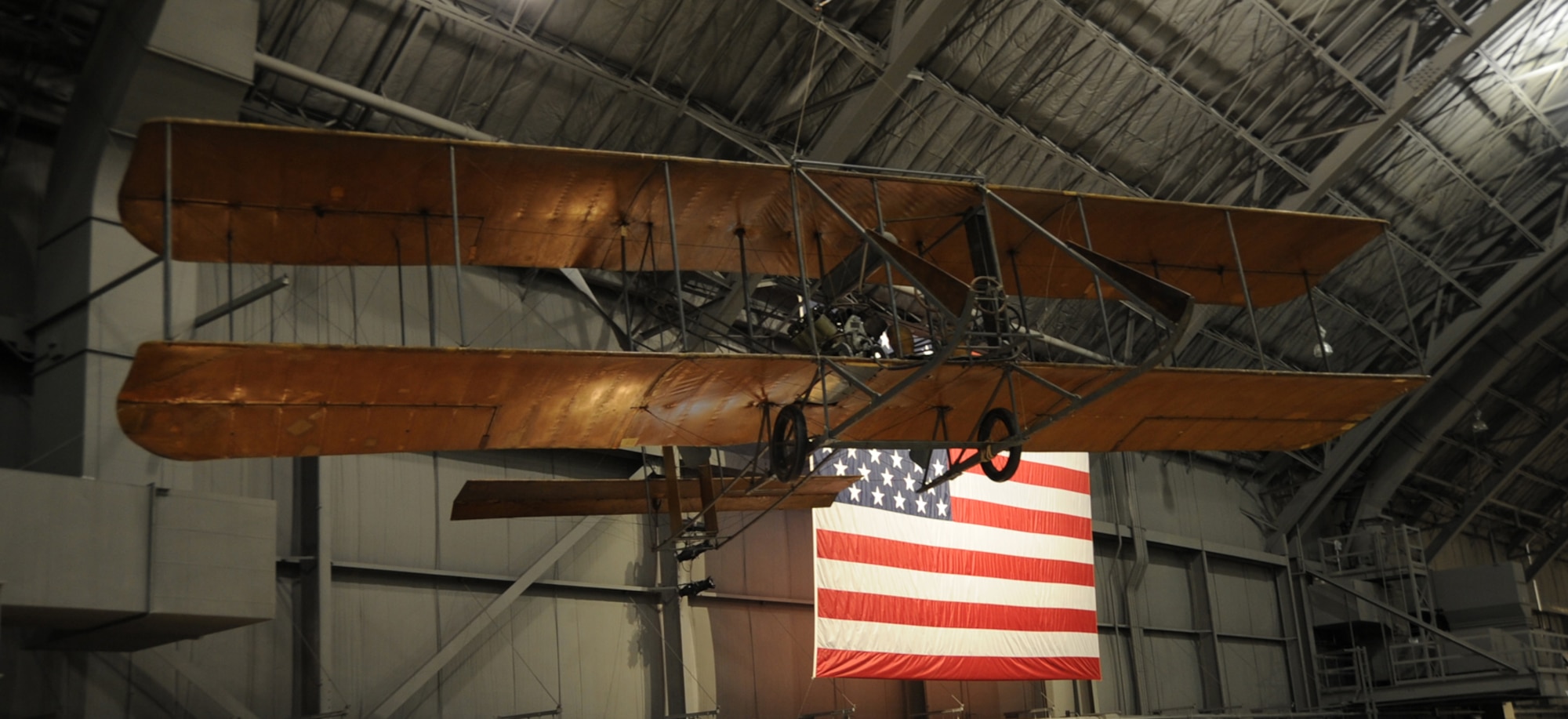 This Model B Flyer became the first model produced in quantity by the Wright brothers. It is representative of Signal Corps Airplanes Nos. 3 and 4, purchased by the Army in 1911 and used for training pilots and in aerial experiments.  (U.S. Air Force photo).