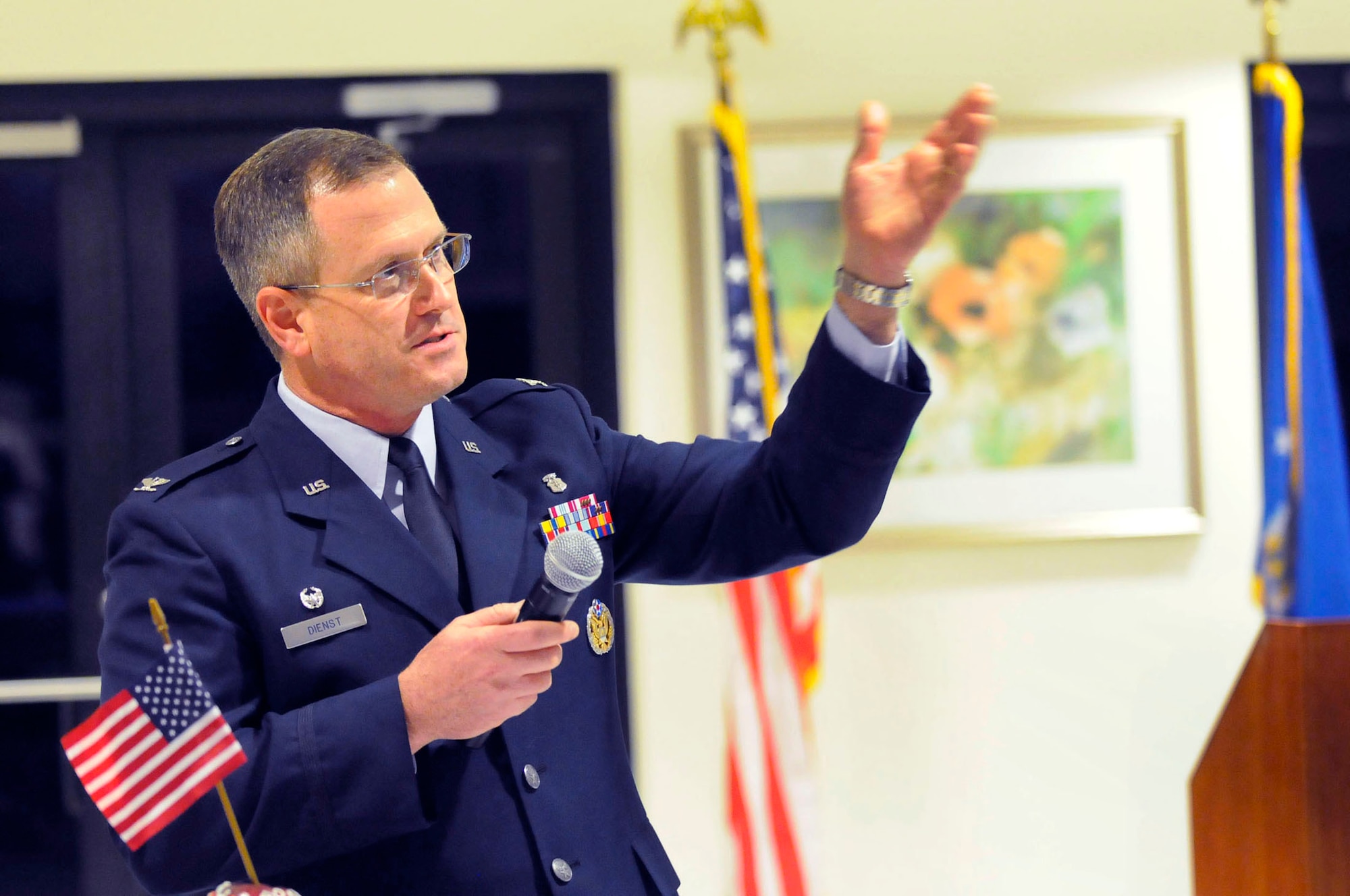 Col James Dienst, 78th Medical Group commander, welcomes attendees to the Provider Collaboration Meeting Feb. 23. U. S. Air Force photo by Sue Sapp