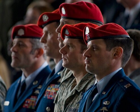 Hundreds from the special operations community gather at a memorial service at Hurlburt Field, Fla., Feb. 28, 2012. The ceremony honored the lives of Capt. Ryan P. Hall from the 319th Special Operations Squadron, Capt. Nicholas S. Whitlock and 1st Lt. Justin J. Wilkens from the 34th Special Operations Squadron and Senior Airman Julian S. Scholten from the 25th Intelligence Squadron who all died in a Feb. 18, 2012, U-28A crash in Djibouti, Africa. (U.S. Air Force photo/Staff Sgt. Vanessa Valentine)(Released)