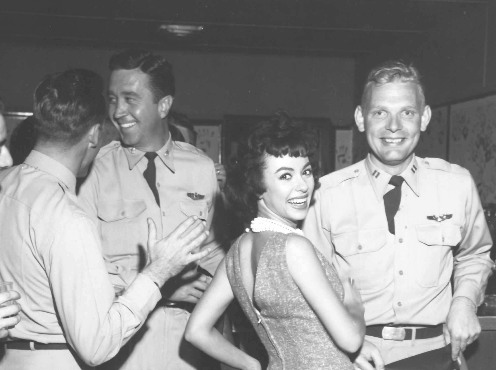 Actress Rita Moreno seen here with several Edwards test pilots, including Capt. Iven C. Kincheloe in 1956. (Courtesy Photo) 