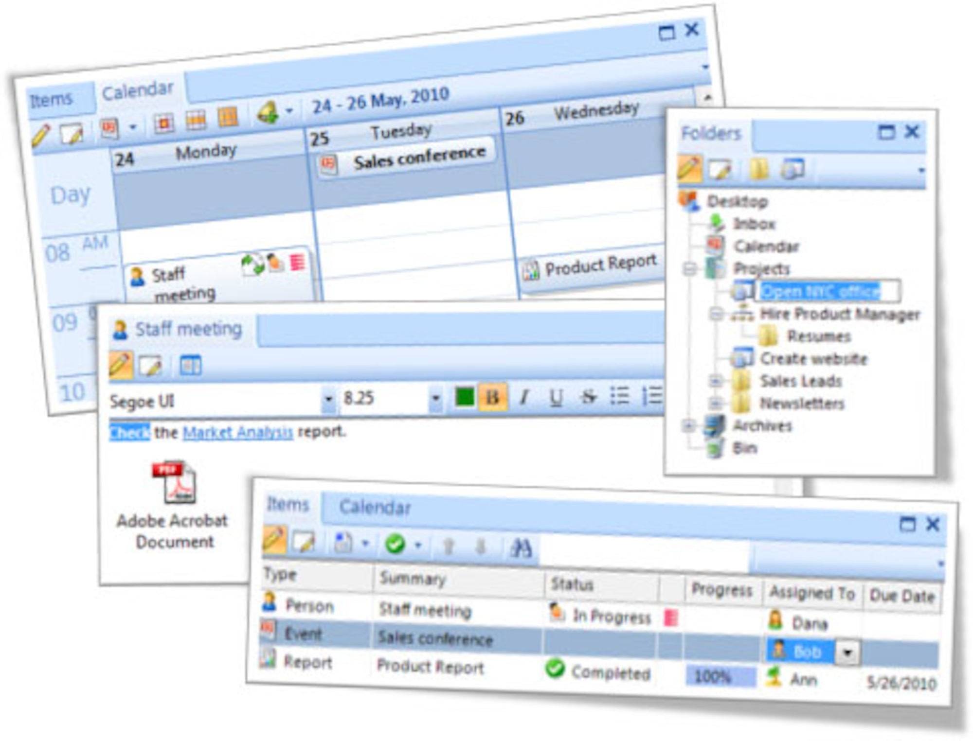 The Outlook integration allows the task creation to work rapidly; with a click of a button, TMT packages an Outlook e-mail, adds a tracking number and allows the initiator to include additional comments and a suspense date, and to select the offices of primary and coordinating responsibilities.