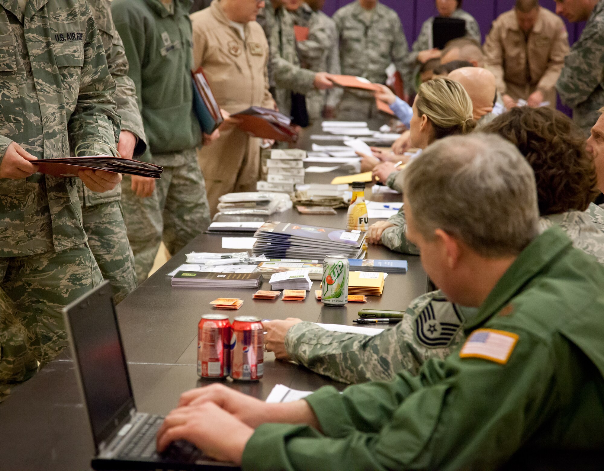 Citizen Airmen from the 934th Airlift Wing processed through all of their paperwork today to prepare for their upcoming deployment to Southwest Asia.  They checked with representatives from various supporting agencies to help the deployment go smoothly.  (Air Force Photo/Shannon McKay)