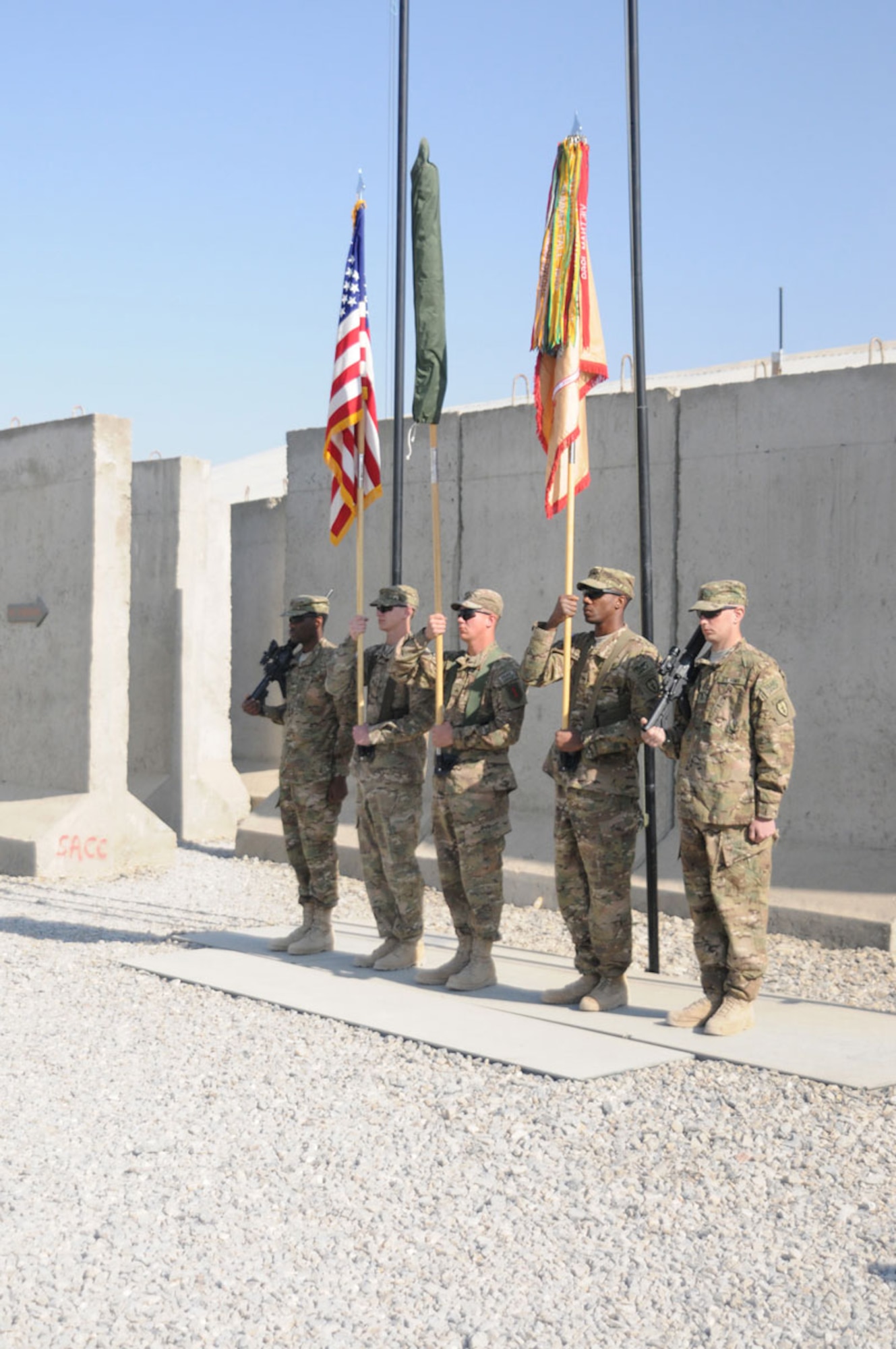 725th Brigade Support Battalion (Airborne), Task Force Centurion, officially assumes responsibilities Dec. 30 from 201st Brigade Support Battalion, Task Force Centurion, 3rd Brigade Combat Team, 1st Infantry Division, Task Force Duke. (U.S. Army photo/Spc. Eric-James Estrada)