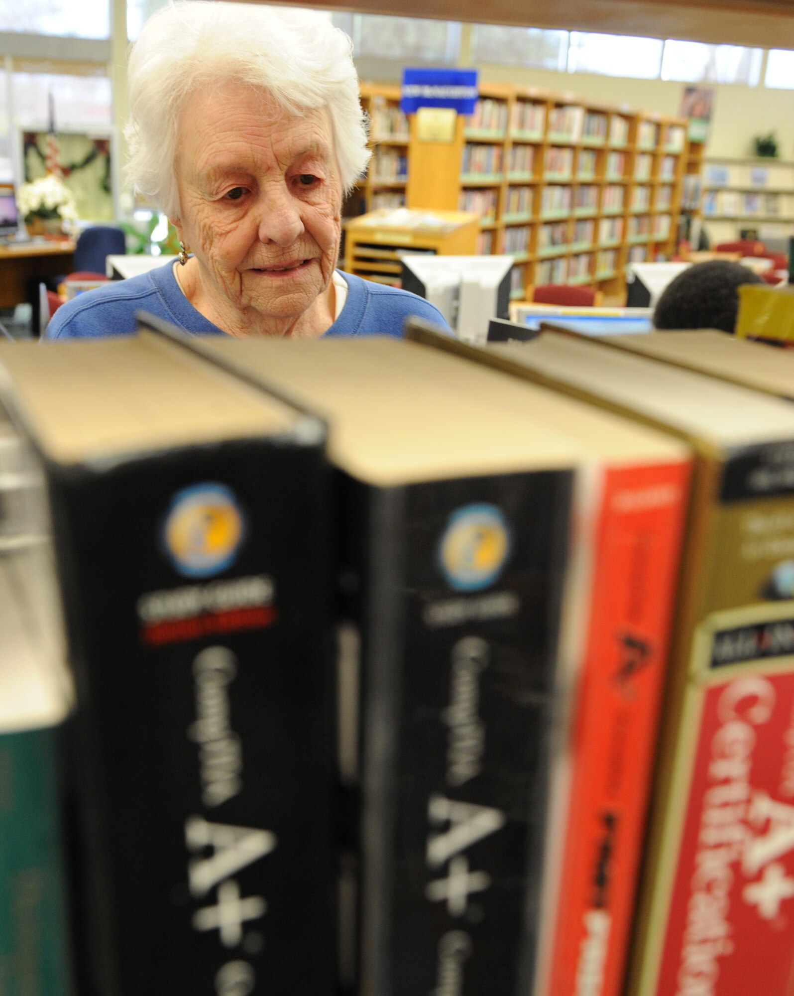 "Barksdale's library is wonderful," said Betty Duvall. "There are several programs and tools people can use here. I feel that the funds from the competition should go toward bringing in more books and computers for people to use. More room wouldn't hurt either. You can never have too many books."   (U.S. Air Force photo/Airman 1st Class Micaiah Anthony)(RELEASED)