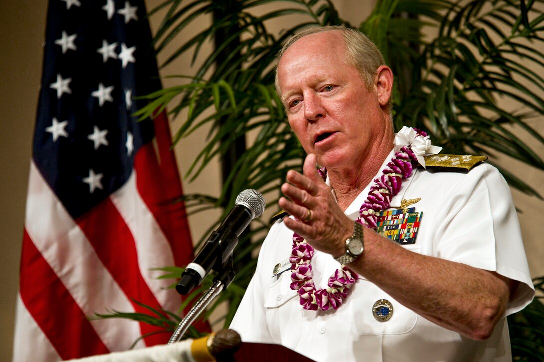 U.S. Navy Adm. Robert F. Willard, U.S. Pacific Command commander, gives the keynote address during the 11th Annual Hawaii Military Partnership Conference, Jan. 5, 2012, in Honolulu. The Chamber of Commerce of Hawaii hosts the annual event to give Hawaiian civic leaders a better understanding of the importance of the military presence in the Pacific. U.S. Air Force photo by Tech. Sgt. Michael Holzworth