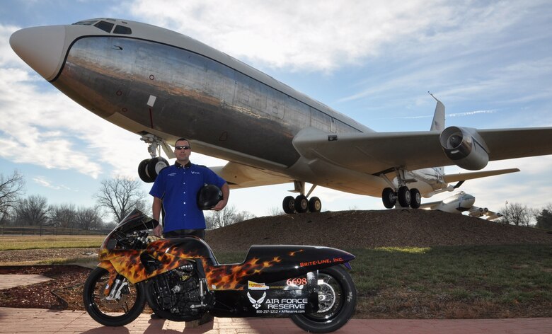 Tech. Sgt. John Fitzpatrick is one of only three AFRC-sponsored Reservists who race, and the only motorcycle racer currently sponsored by AFRC. (Air Force Photo by Brannen Parrish)