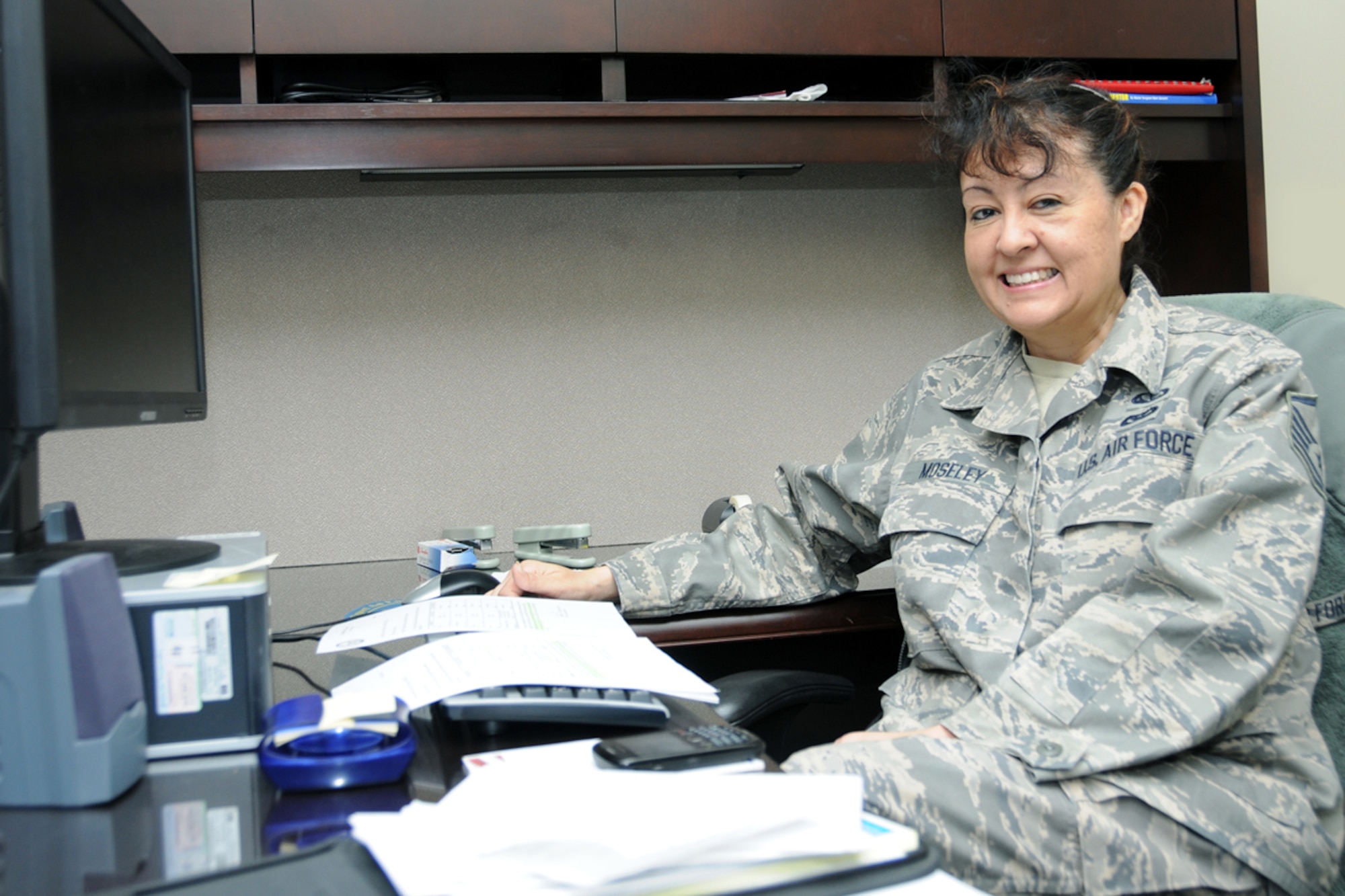 Master Sgt. Luz Moseley has served at Dobbins for four years. She manages Food Service, Fitness and Lodging for the 94th Force Support Squadron. (U.S. Air Force photo/Master Sgt. Travon Dennis)
