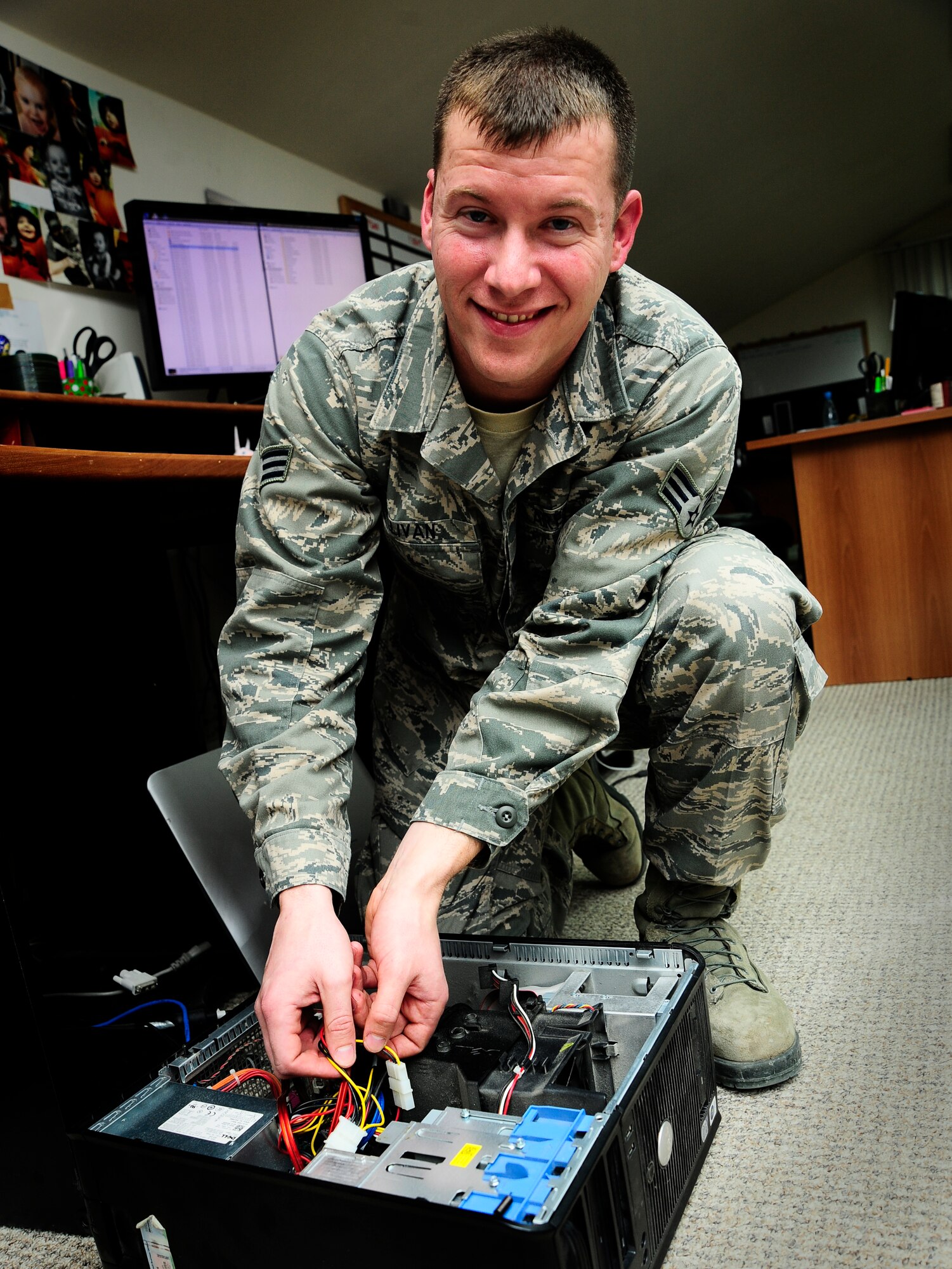 Senior Airman Shawn Sullivan is a 376th Expeditionary Communications Squadron helpdesk technician from Little Rock Air Force Base, Ark. He is a native of Muscle Shoals, Ala. (U.S. Air Force Photo/Staff Sgt. Angela Ruiz)