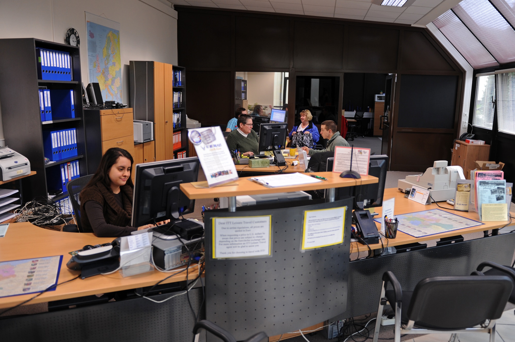 SPANGDAHLEM AIR BASE, Germany – The 52nd Force Support Squadron Information, Tickets and Travel Office here moved locations during the holidays.  The new facility is located in Bldg. 124, across the street from the Skelton Memorial Fitness Center. Workers renovated the building in fall 2011 with the intent of providing the ITT office with a more professional and comfortable atmosphere for customers. ITT serves an average of more than 500 customers per month with bus tours, airline tickets and cruise packages. (U.S. Air Force photo/Airman 1st Class Matthew B. Fredericks)