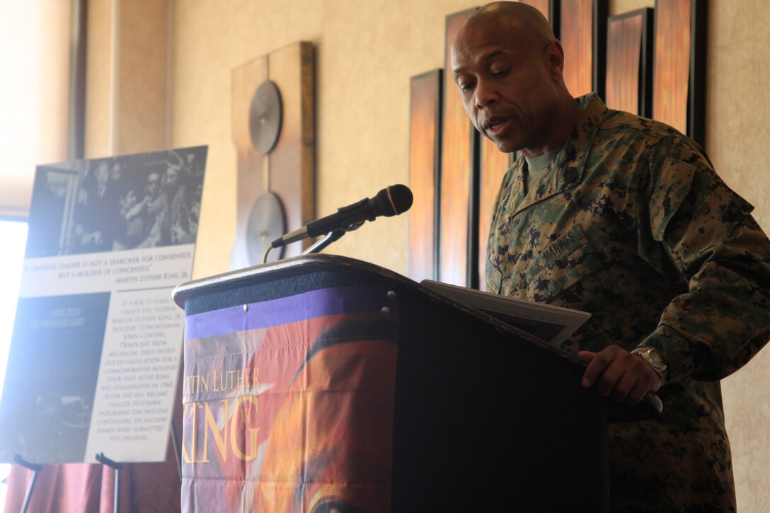 Jo Neal Freeman served as the guest speaker for the 19th annual Blacks in Government Dr. Martin Luther King Jr. ceremony held at the Base Chapel aboard Marine Corps Logistics Base Albany, Jan. 10.