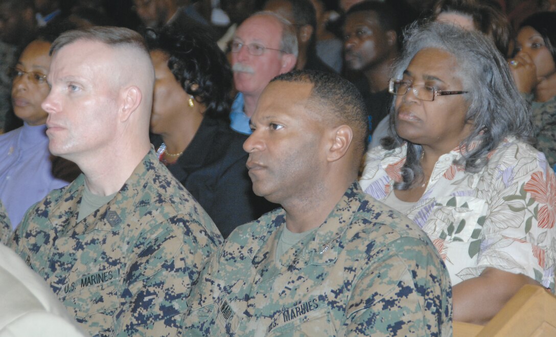 More than two hundred people gathered at the Base Chapel aboard Marine Corps Logistics Base Albany to celebrate the life and legacy of Dr. Martin Luther King Jr., Jan. 10.