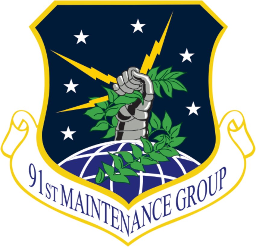 91st Maintenance Group (Color). Image provided by 5 BW/HO. In accordance with Chapter 3 of AFI 84-105, commercial reproduction of this emblem is NOT permitted without the permission of the proponent organizational/unit commander. Image is 7 x 7 inches @ 300 dpi