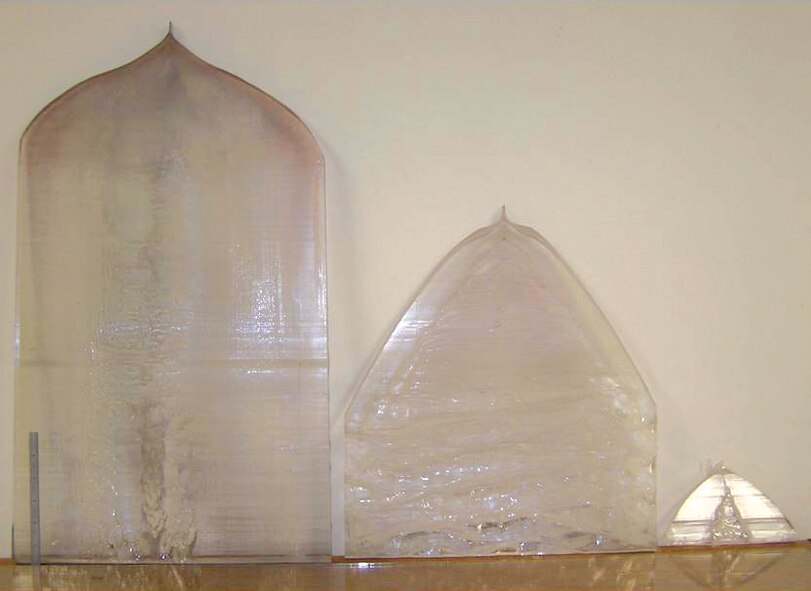 Collaborative work by AFRL and Saint Gobain Ceramics and Plastics Inc. developed new manufacturing processes that increase the size and thickness of sapphire sheets (shown) for electro-optic and infrared windows.   (AFRL Image)