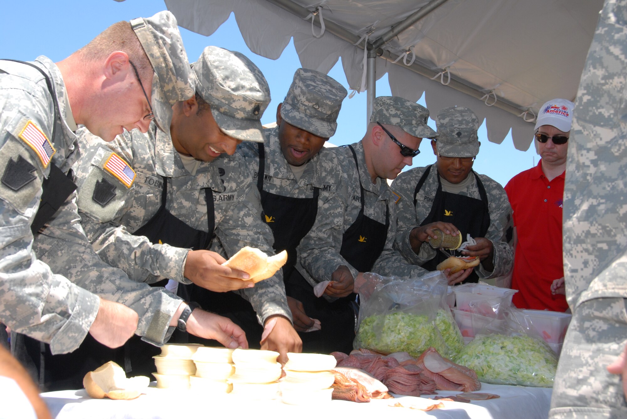 During Wawa Welcome America Philadelphia, a hoagie building contest ensued between members of the Pennsylvania Air National Guard and Army National Guard held on Jun. 29, 2011.  The Pa. Air National Guard team emerged victorious.