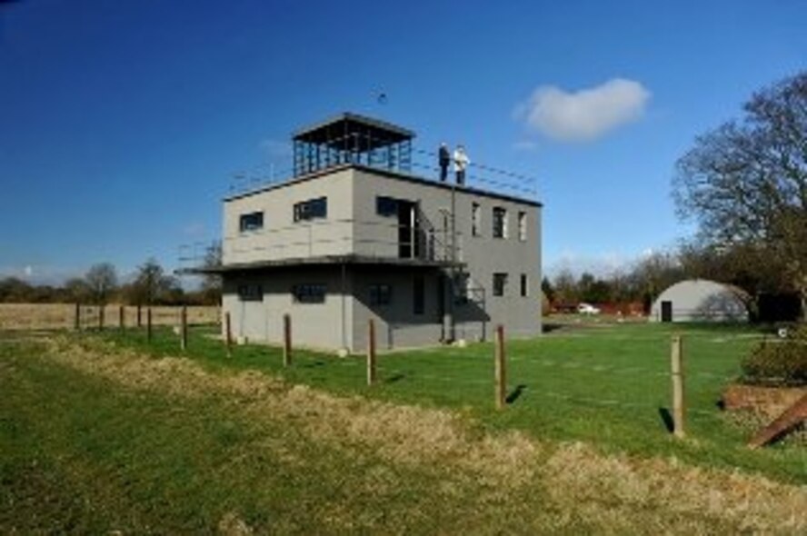 RAF MILDENHALL, England – A photo of the original air traffic control tower at the former RAF Thorpe Abbots, England, which was turned into a museum honoring the 100th Bomb Group in 1977. The 100th BG Memorial Museum was adopted by the 100th Civil Engineer Squadron Top-4, a group made up of enlisted leaders being in the ranks of technical sergeant through chief master sergeant. (Courtesy photo)