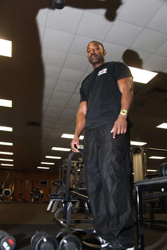 Marine veteran Anthony S. Woodfolk is a personal trainer here at Marine Corps Air Station Cherry Point, where he helps residents keep physically fit and achieve their goals. Woodfolk feels his time served 1984-1990 helps him when he assists Marines.