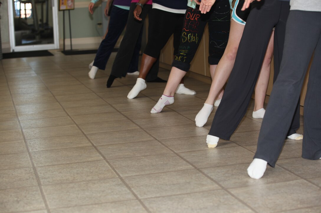 Participants of Midway Parks Community Centers Ballet Pilates Fusion class exercise in Midway Park, a housing community of Marine Corps Base Camp Lejeune, Jan. 14. Participants of all skill levels and backgrounds are welcome to the class, which takes place Saturdays at 9:30 a.m.