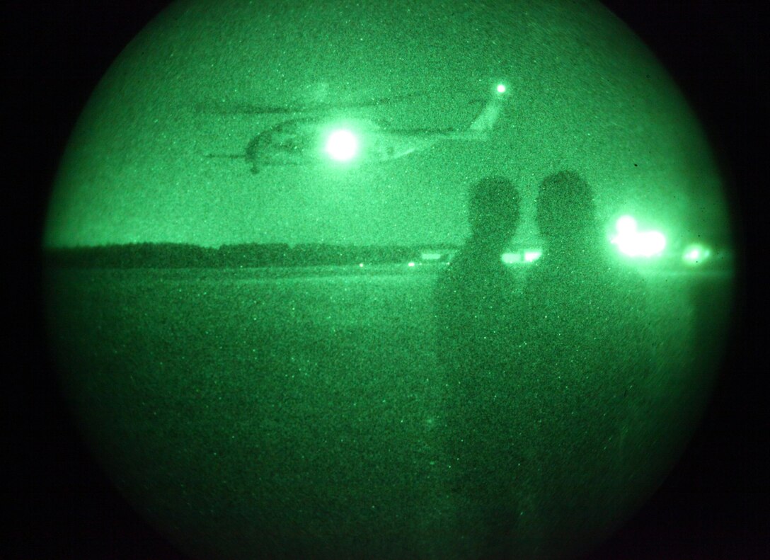 Marines with the 24th Marine Expeditionary Unit’s Combat Logistics Battalion 24 and Marine Medium Tiltrotor Squadron VMM-261 (Reinforced) watch as a CH-53E Super Stallion takes off from Blackstone Army Airfield while conducting job-specific sustainment training Jan. 16, 2012. The day of training enabled VMM-261’s pilots to meet their semiannual training requirements, and it supported sustainment for the helicopter crew chiefs and CLB 24’s Helicopter Support Team. The training focuses on the MEU’s capability to use helicopters to move critical assets -- such as food, water and artillery cannons.