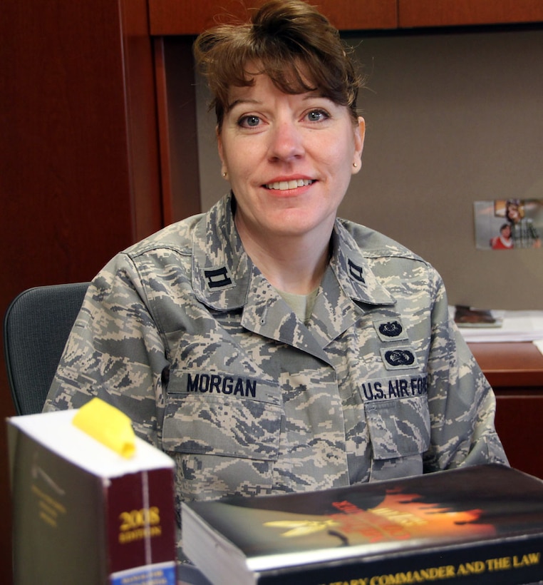 Capt. Amy Morgan, 932nd Airlift Wing legal officer, was named "Legal Advocate of the Month" recently by her civilian employer.  She recieved the honor for her "exemplary" contributions to  the Land of Lincoln Legal Assistance Foundation, in Alton, Ill.  She is an attorney for the foundation and specializes in family issues and domestic violence. 
Morgan said the spirit of serving her country led her to change careers and pursue a law degree.  She has worked on behalf of those less fortunate in Madison County since 2008.  Morgan has been a reservist with the 932nd Airlift Wing for nearly 13 years and previously served as wing executive officer.  (U.S. Air Force photo/Tech. Sgt Dan Oliver) 