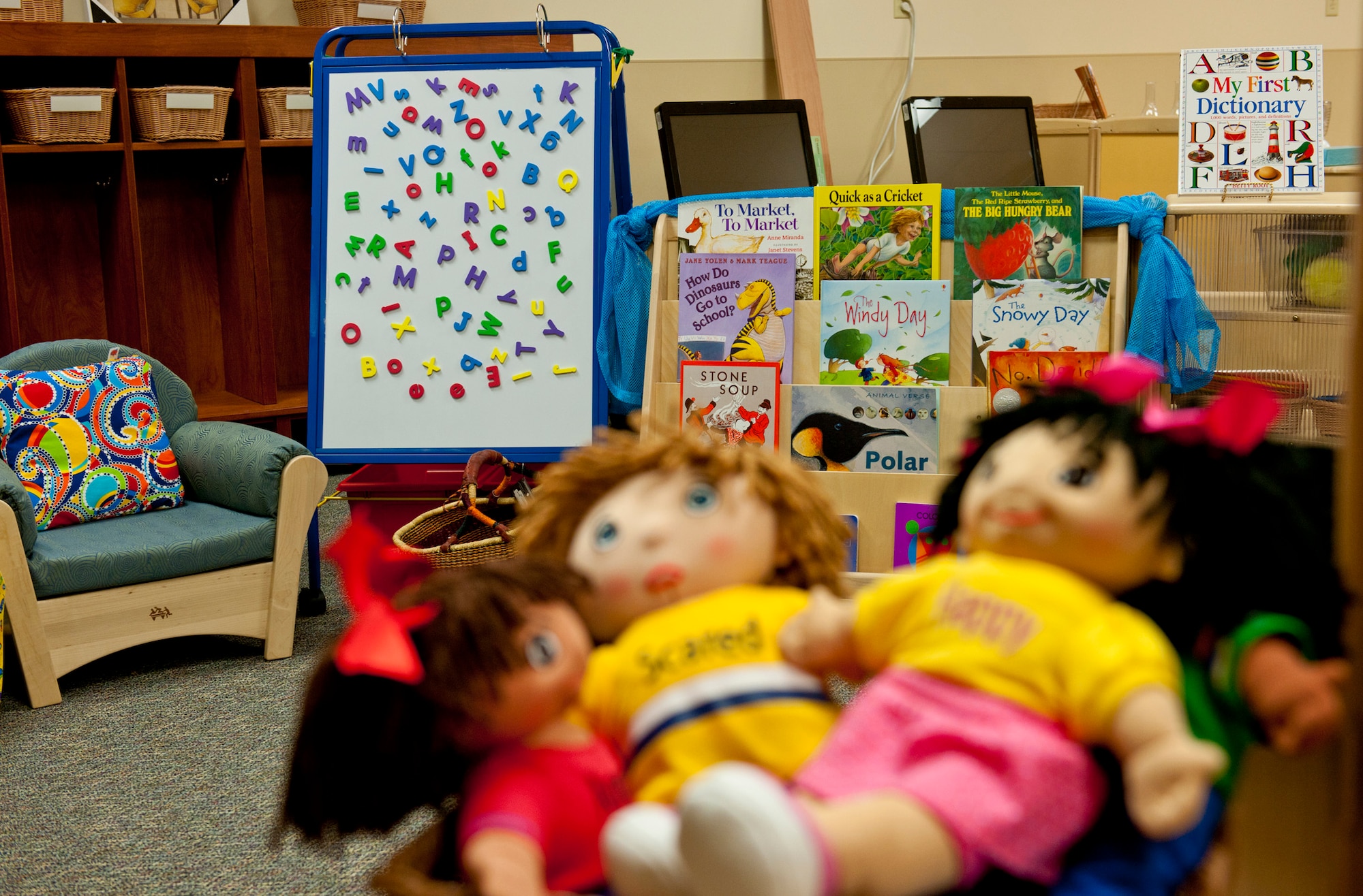 Toys and games wait to be played with in one of the many classrooms at the new Child Development Center, Jan. 10 at Eglin Air Force Base, Fla.  The new CDC had it’s ribbon cutting Jan. 13, here.  The $11 million project was funded through the Base Realignment and Closure based on the scheduled relocation of families from the 7th Special Forces Group and the arrival of the joint strike fighter in 2011.  The CDC will open for child care Jan. 17.  When all the CDC facilities open, they will care for 744 children on a daily basis.  (U.S. Air Force photo/Samuel King Jr.)