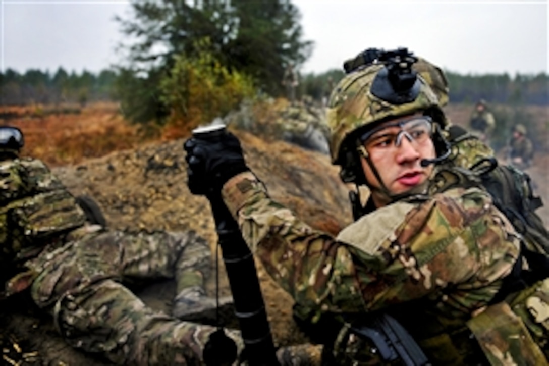 Army Rangers participate in a live fire exercise near Fort Stewart, Ga., Jan. 11, 2012. The Rangers are assigned to the 1st Battalion, 75th Ranger Regiment. The exercise is conducted to evaluate and train members on de-escalation of force, reactions to enemy contact and other objectives that prepare soldiers for forward operations.