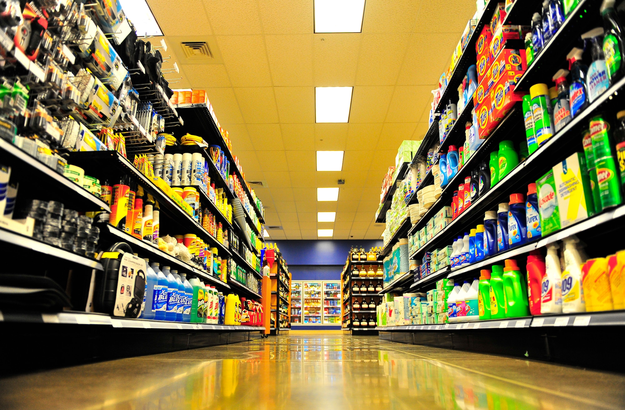The shelves of the recently renovated shoppette are stocked and ready for customers  at Shaw Air Force Base, S.C. Jan. 17, 2011. Approximately $400,000 of renovations were completed to accomodate the growing population of Shaw, resulting in faster service and a greater capacity for goods. (U.S. Air Force photo/Senior Airman Neil D. Warner/Released)