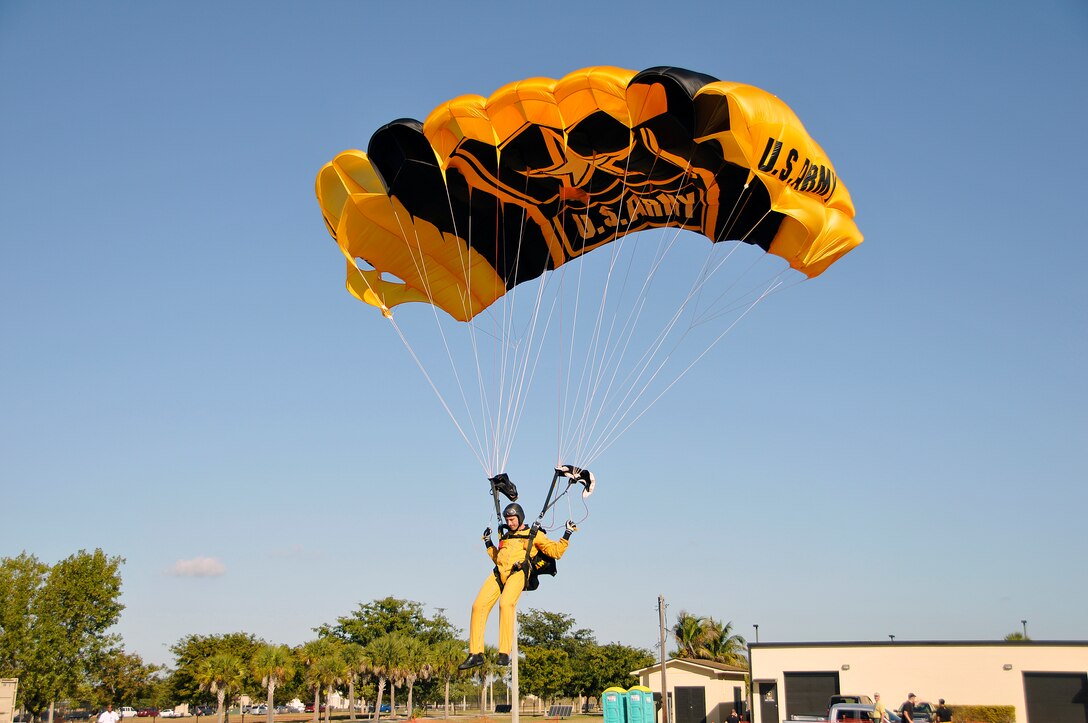 The U.S. Army Parachute Team "Golden Knights" are back at Homestead ARB for their winter training. For the third straight year the award winning jump team has come to Homestead to hone their skills and to prepare themselves for the 2012 airshow and competition circuit.

