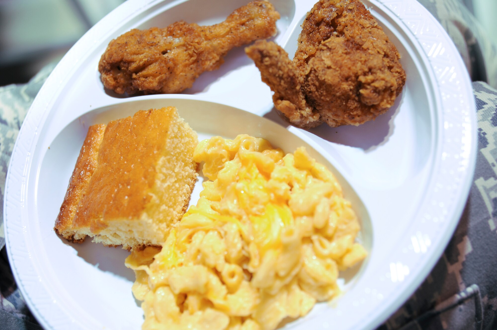 Following a commemorative walk on Martin Luther King Jr. Day, Airmen, Soldiers and contractors enjoyed a traditional southern meal while watching a documentary film about the life of Dr. King, Transit Center at Manas, Kyrgyzstan, Jan. 16, 2012.(U.S. Air Force photo/Master Sgt. Tracy L. DeMarco)