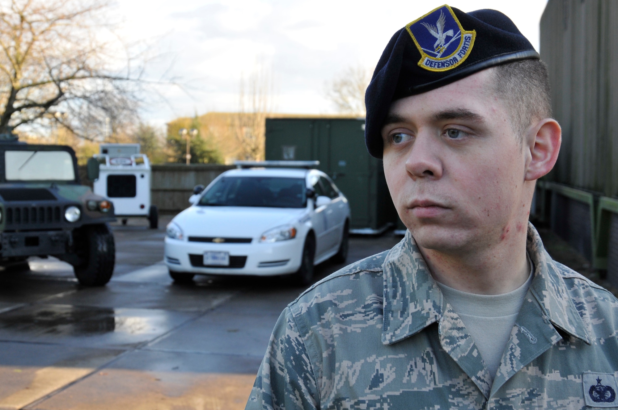 ROYAL AIR FORCE LAKENHEATH, England -- Staff Sgt. Trevor Brewer, 48th Security Forces NCO in charge of vehicles, was recently awarded the Order of Merit of the Federal Republic of Germany in honor of his actions during the March 2, 2011, shootings at Frankfurt International Airport. (U.S. Air Force photo by Staff Sgt. David Dobrydney)