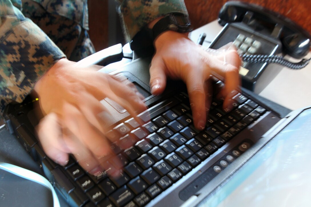 Sgt. Casey McCarthy, a data network specialist with the 24th Marine Expeditionary Unit's Communications Section, works to trouble shoot a computer issue, here, Jan. 16, 2012. The Montgomery, Ala., native's job in the Marine Corps centers on a gambit of computer-centric tasks such as: assembling servers, establishing and trouble shooting a tactical data network, uploading software and more. McCarthy works to keep the 24th MEU's data network system up and running during the unit's Realistic Urban Training (RUT) exercise, scheduled Jan. 5-20. The exercise serves to prepare and certify the Marines and Sailors of the 24th MEU for the various operations they may conduct during their upcoming deployment. 