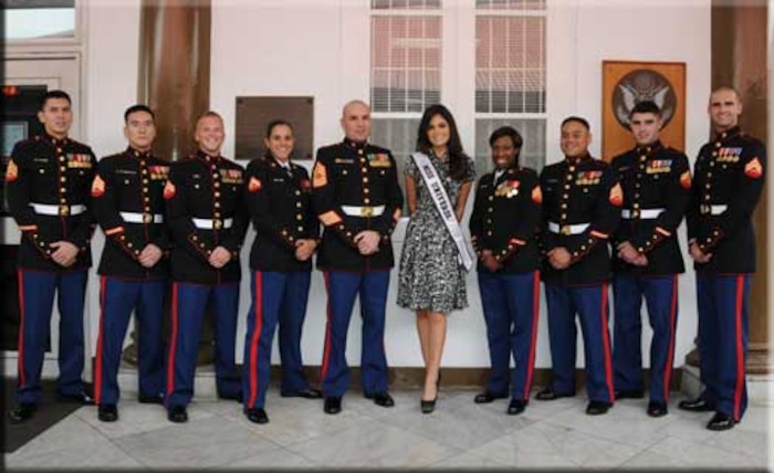 Miss Universe visits members of the Marine Corps Security Group Detachment Jakarta, Indonesia.