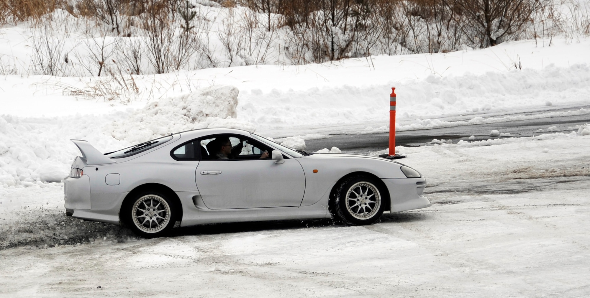 MISAWA AIR BASE, Japan – Airman 1st Class Richard Li, 35th Contracting Squadron contracting specialist, got to drive on a unique driving course as part of the Slippery Weasel Program here, Jan 20. The Slippery Weasel Program is a specialized two-part course that teaches driving techniques to individuals who are not used to driving in snow and ice. The Slippery Weasel Program will be held from 8 to 9:30 a.m. and 10 to 11:30 a.m. on Feb. 3, 17 and Mar. 2. (U.S. Air Force photo by Airman 1st Class Kaleb Snay)