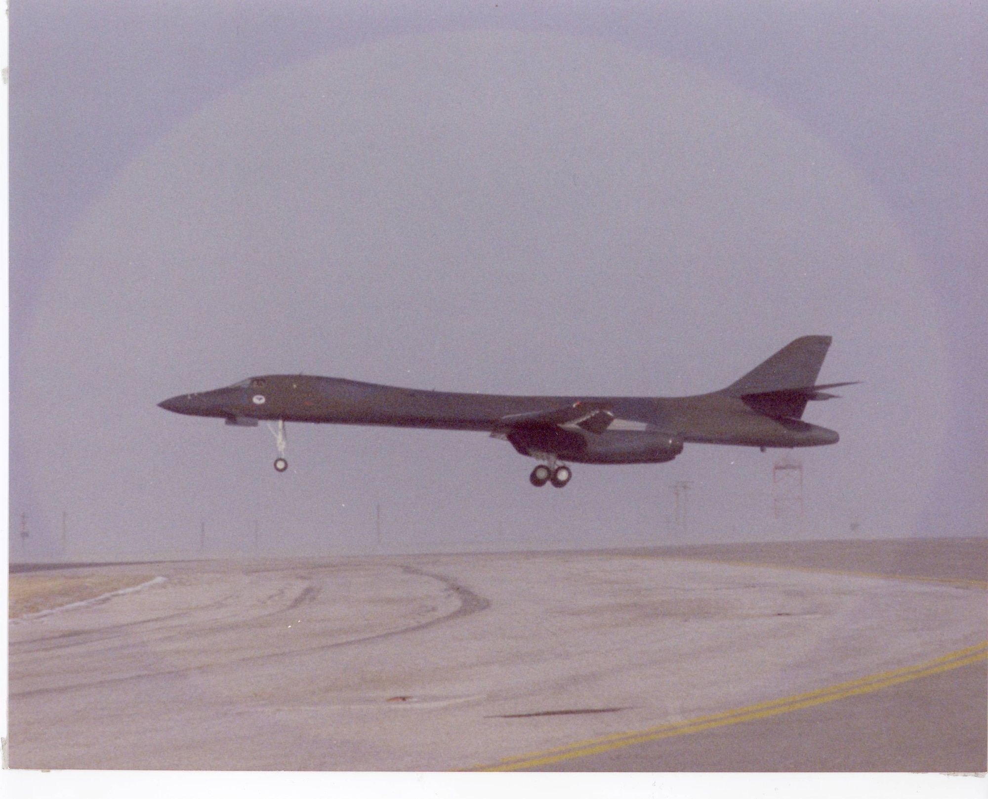 General John T. Chain Jr., lands the first B-1B, Wings of Freedom at Ellsworth AFB, S.D., Jan. 21, 1987. 
