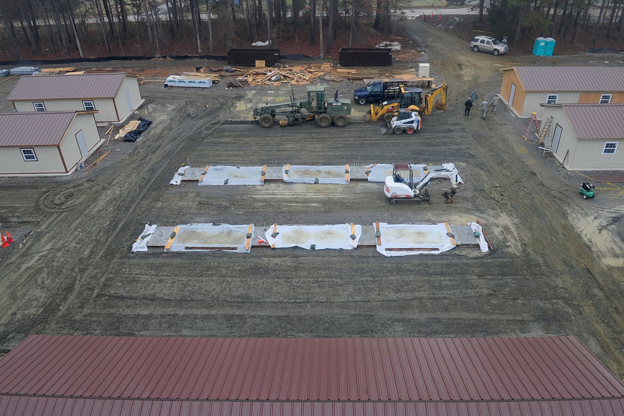 The center of the new Raptor Town is under construction at Langley Air Force Va., Jan., 23, 2012. The 633rd Civil Engineer Squadron plans to make the area a pavilion for recreation after the constuction is completed. (U.S. Air Force photo by Staff Sgt. Ashley Hawkins/Released)