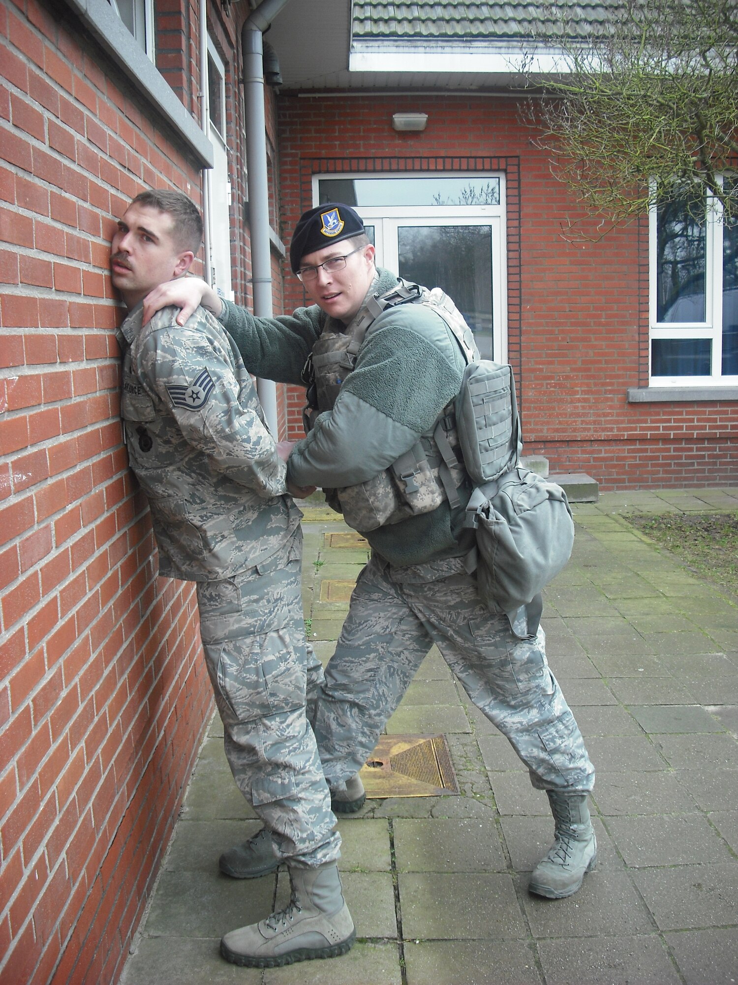 SPANGDAHLEM AIR BASE, Germany – Staff Sgt. Matthew Eveland, right, 701st Munitions Support Squadron NCO in charge of custody forces training, is the Super Saber Performer for the week of Jan. 26 – Feb 1. (U.S. Air Force courtesy photo)