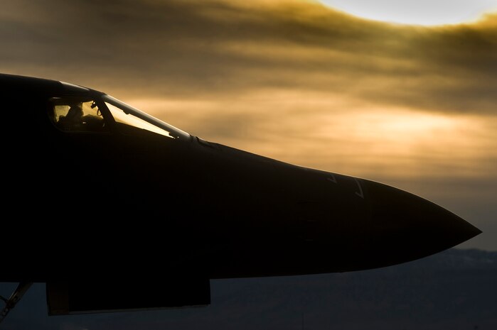 The U.S. Air Force B-1B Lancer, the backbone of America's long-range bomber force, participates in Red Flag 12-2 Jan. 24, 2012, at Nellis Air Force Base, Nev. Red Flag is a realistic combat training exercise involving the air forces of the United States and its allies. The exercise is hosted north of Las Vegas on the Nevada Test and Training Range. (U.S. Air Force photo by Senior Airman Brett Clashman)

