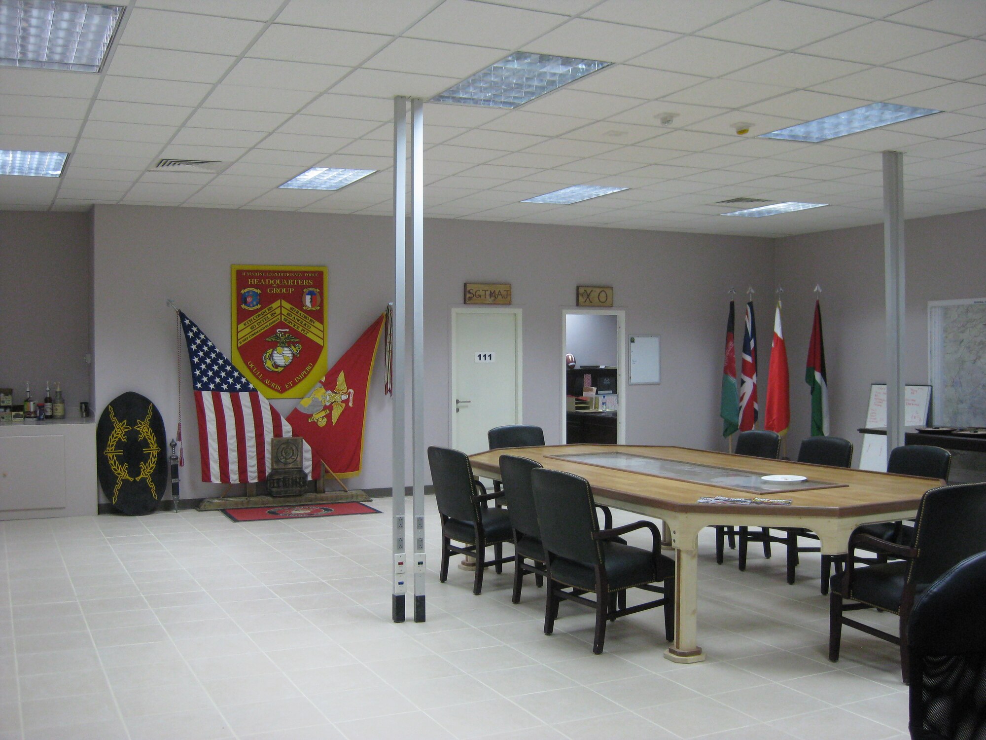 CAMP LEATHERNECK, Afghanistan -- A conference room in the recenlty completed Second Marine Expeditionary Force headquarters building supports U.S. Marine operations throughout Helmand Province.  U.S. Air Force photo
