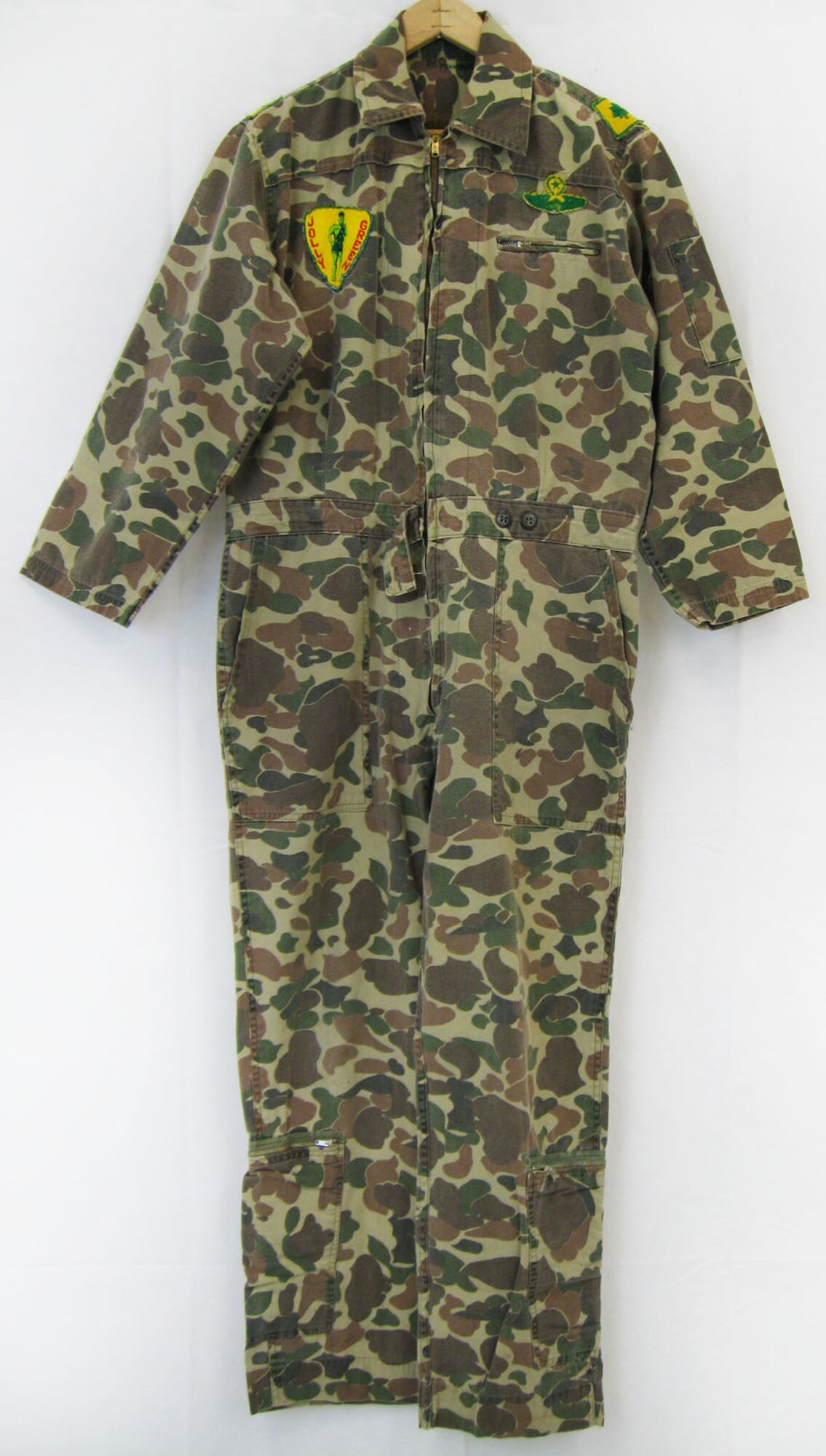 These unofficial coveralls belonged to the donor’s uncle, Maj. Dean H. Williams Jr., who served in the USAF from 1942-1972. Maj. Williams served in the South Pacific during World War II, and he was stationed at Udorn Royal Thai Air Force Base and Nakhon Phanom Royal Thai Air Force Base during the war in Southeast Asia. He also flew special operations and Jolly Green helicopter rescue missions in Southeast Asia as well as participating with missions to Lima Site 85. (U.S. Air Force photo)