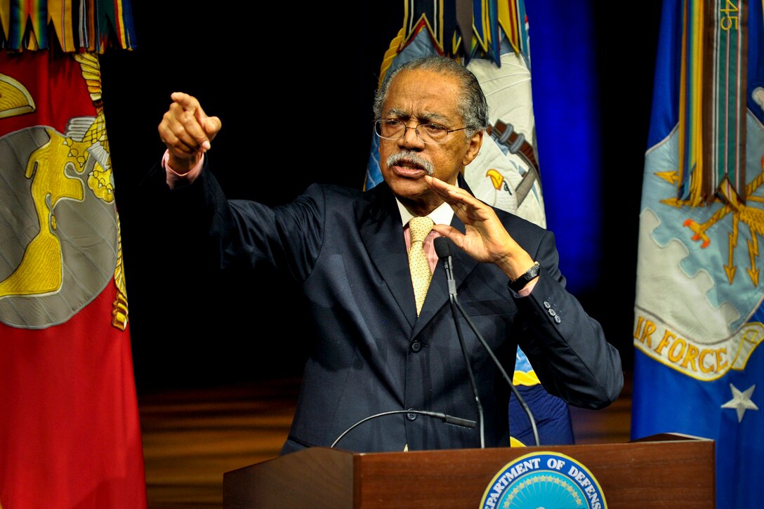 Rev. Samuel "Billy" Kyles speaks about the day Martin Luther King Jr. was assassinated during the 27th annual ceremony to honor King at the Pentagon, Jan. 26, 2012.